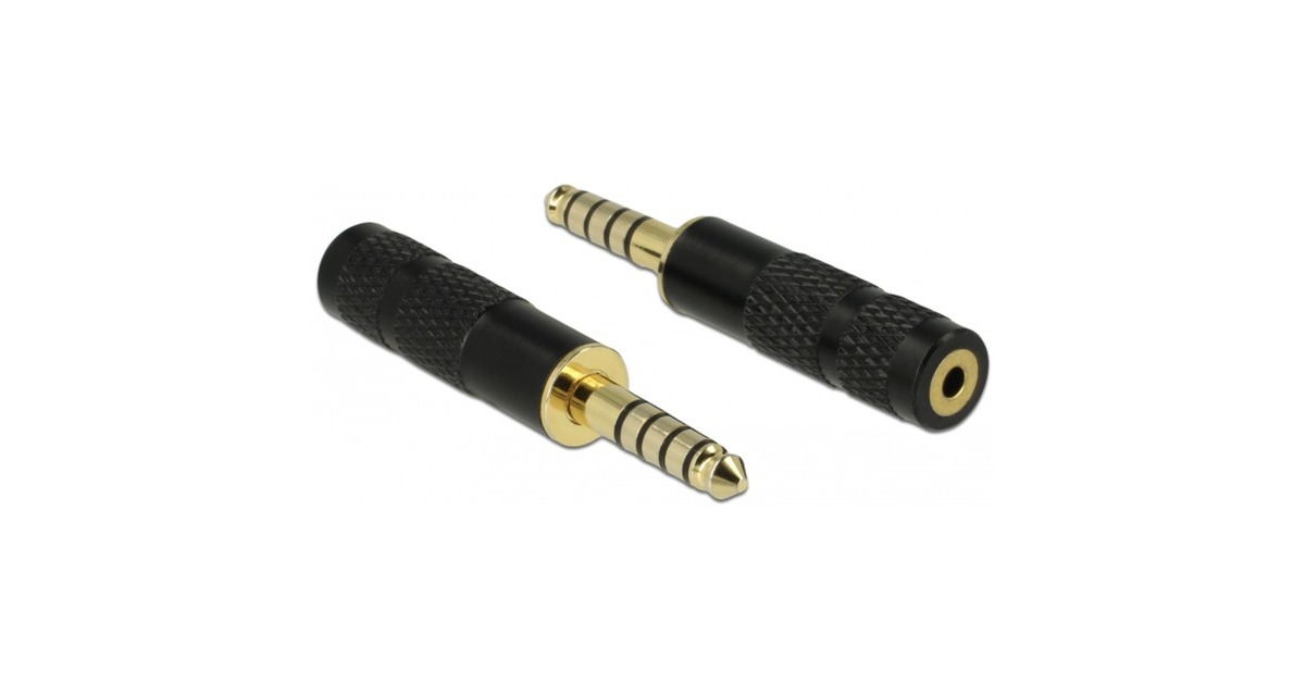 DeLOCK5-pins stereo 4,4 mm male jack naar 4-pins stereo 2,5 mm female jack adapter  (Zwart)