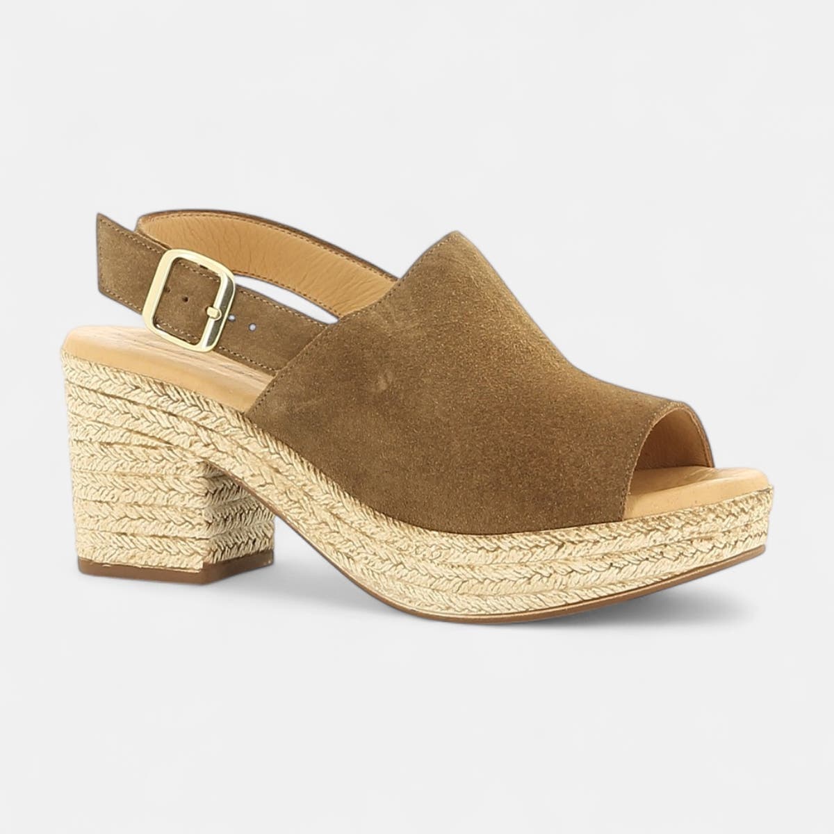 Sandales à talon Femme en cuir marron