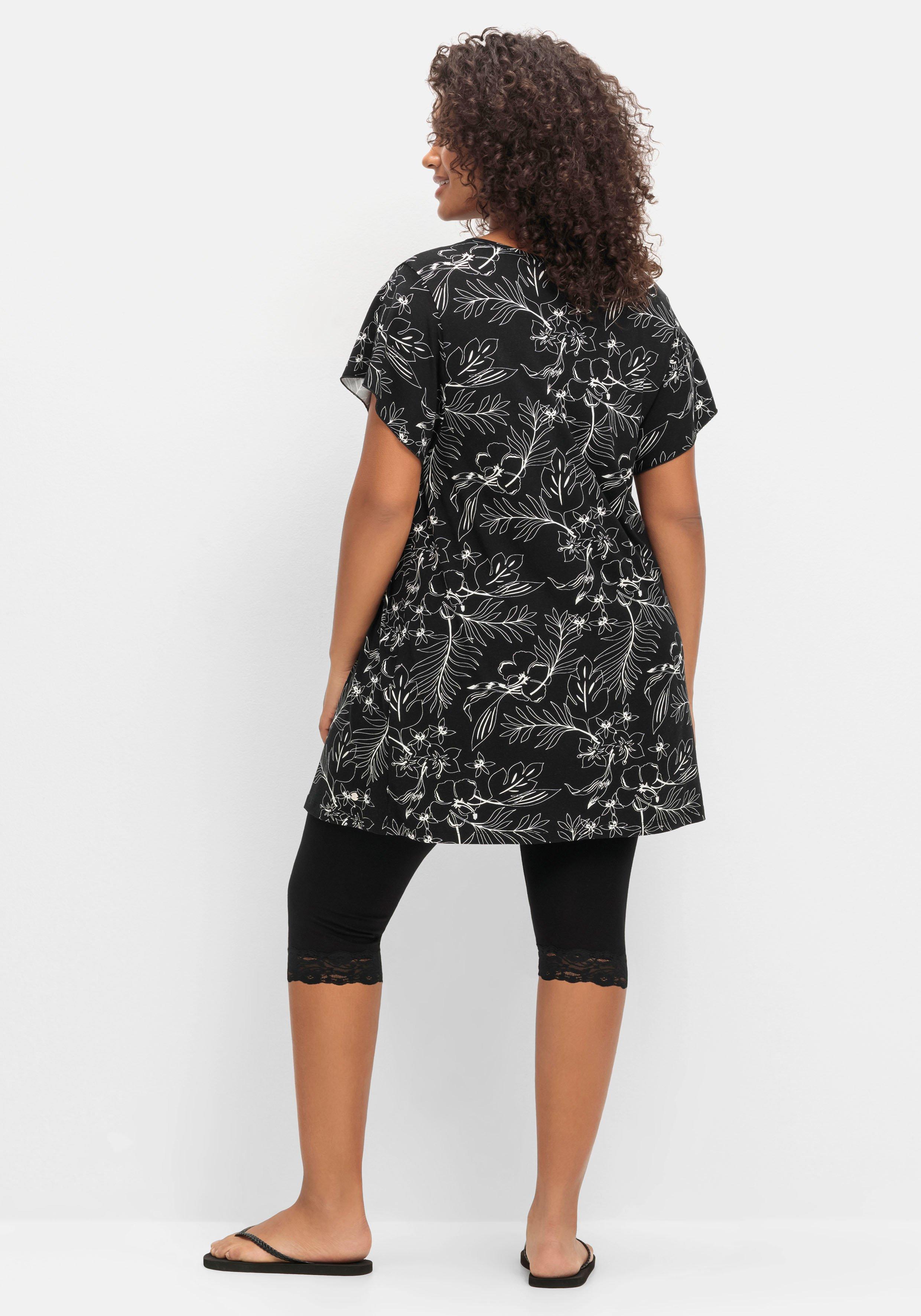 Set aus floralem Jerseyshirt und 3/4-Leggings
