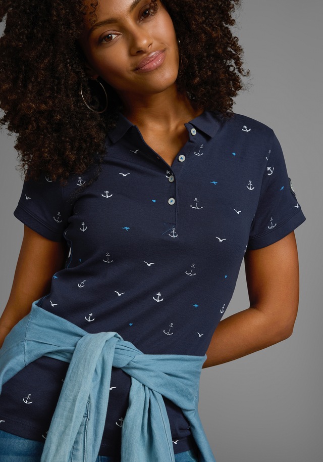 KangaROOS Poloshirt , Kurzarm,  sehr figurbetont,  mit Allover-Druck,  aus 100% Baumwolle
