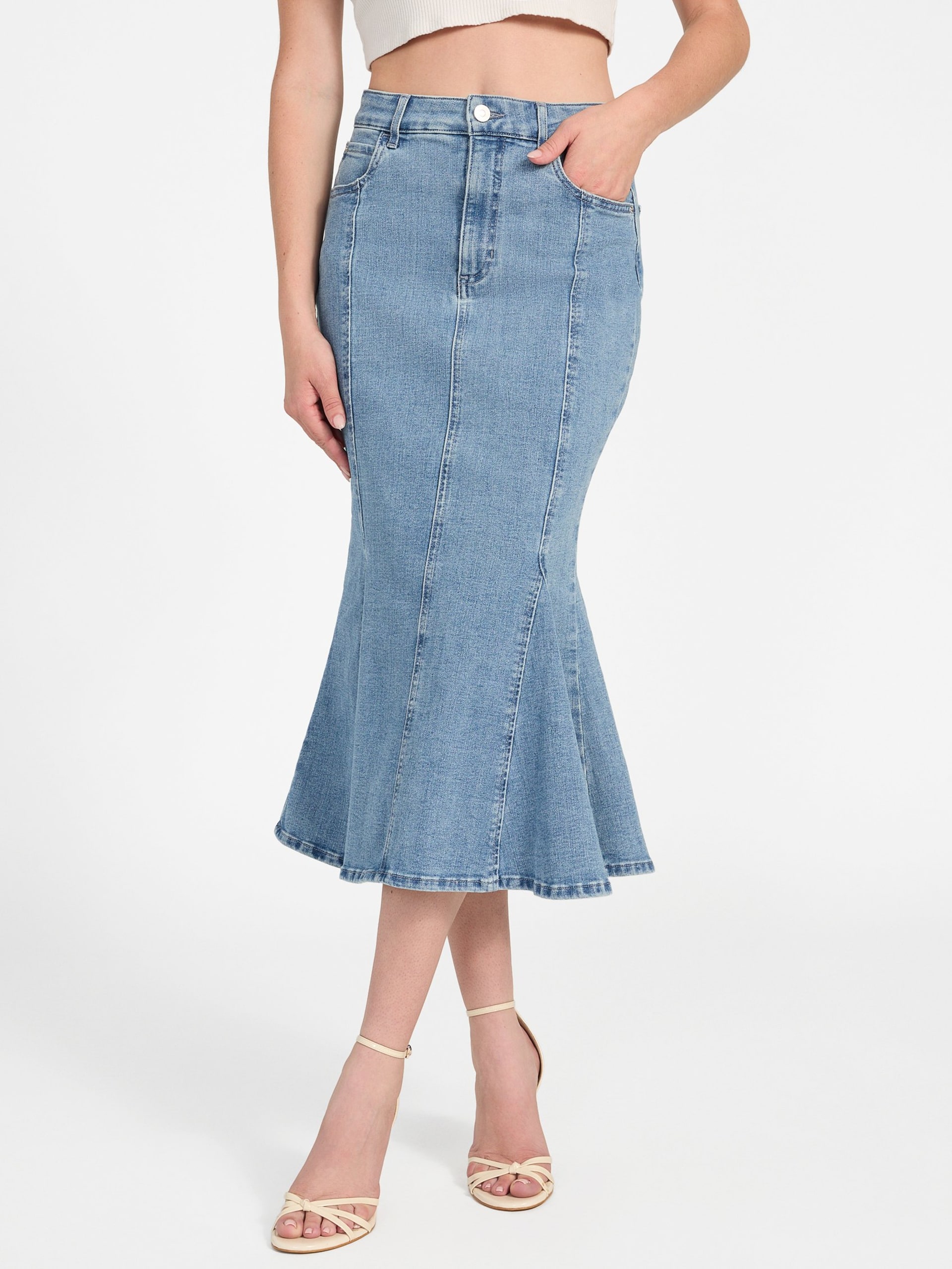 Saia midi jeans Lia