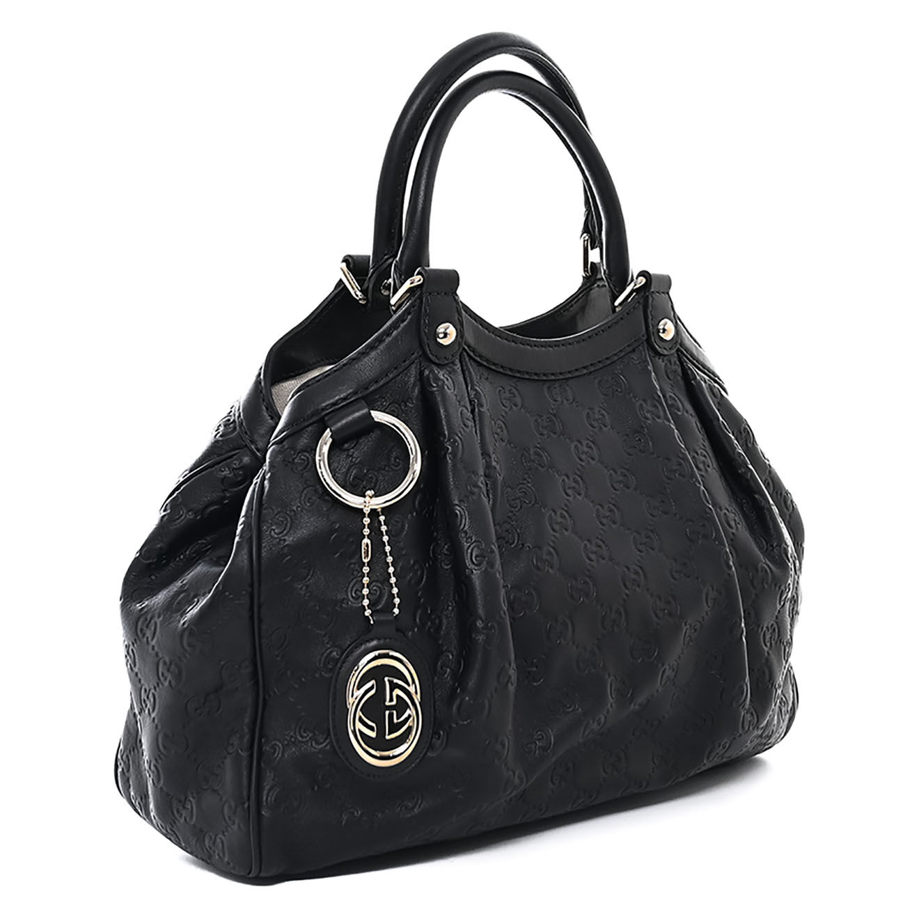Gucci Sac à main Sukey en Cuir Monogramme noir - Neuf sans étiquette - L.35 cm
