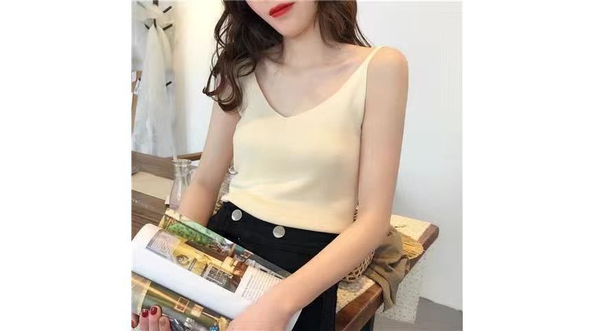 Whoosh - V-hals effen gebreide camisole top