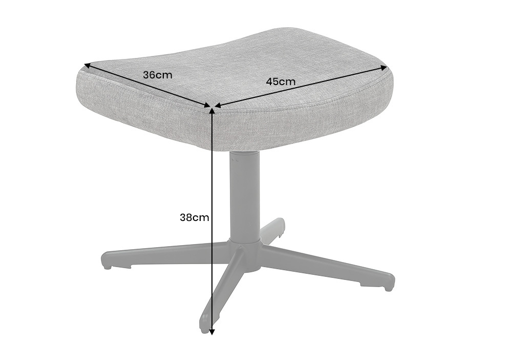 Design Hocker VOGUE 45cm grau Samt drehbar schwarze Metallbeine Fußhocker