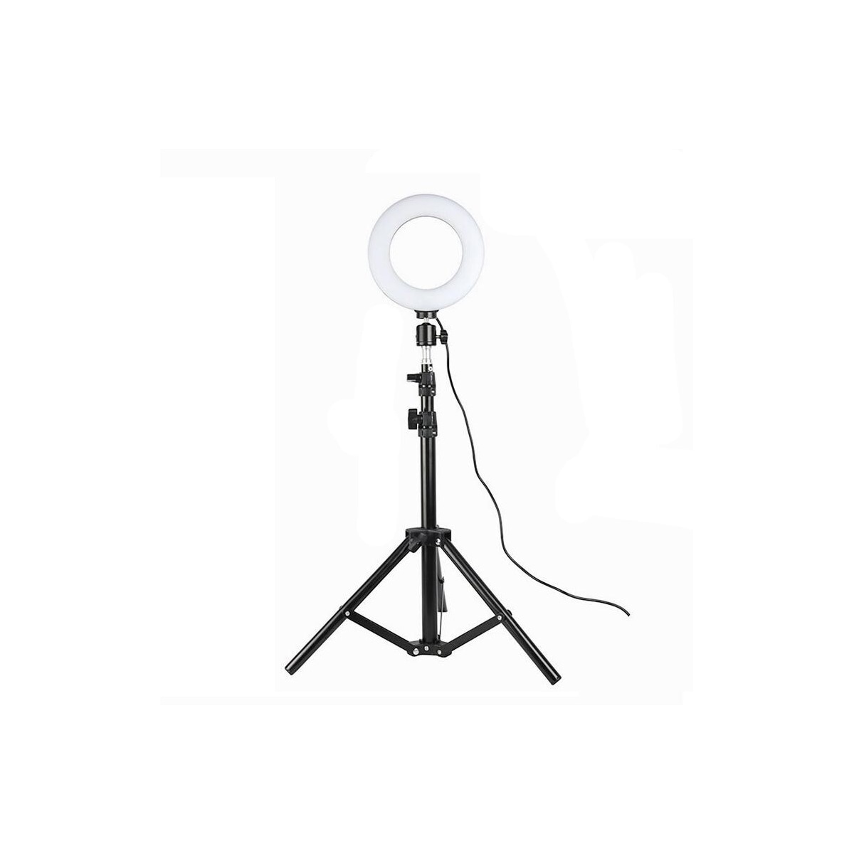 Roterbar selfie på stativ med LED-lys, 20 cm - Svart