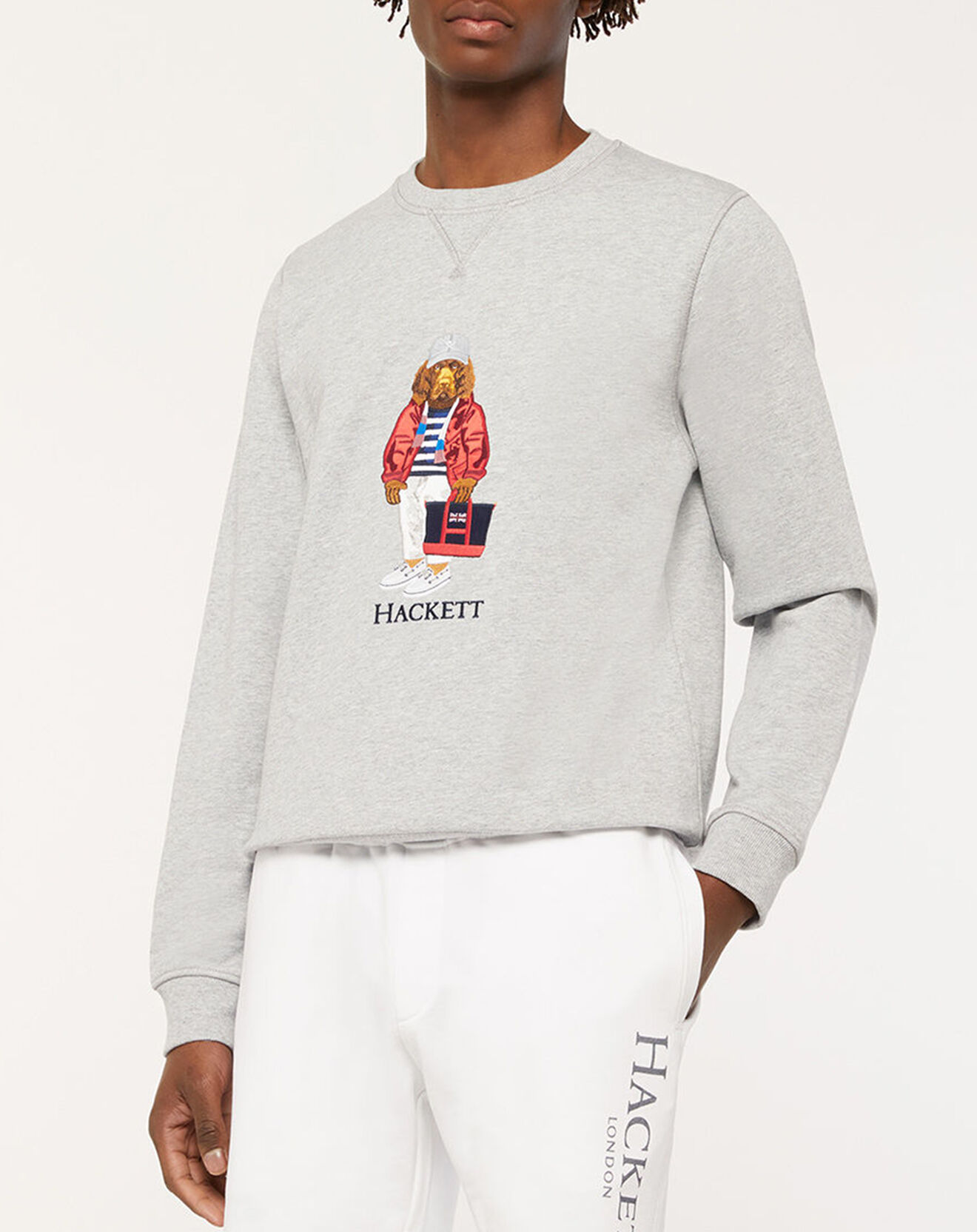Hackett London Sweat Charly Dog gris chiné