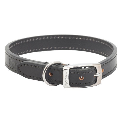 Coleira de couro Buckle Up da linha Heritage para cães, preta.