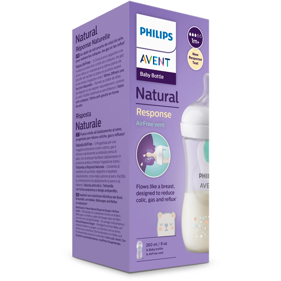 Philips Avent Babyflasche SCY67382 Natural Response mit AirFree Ventil 260ml Neutral Bär
