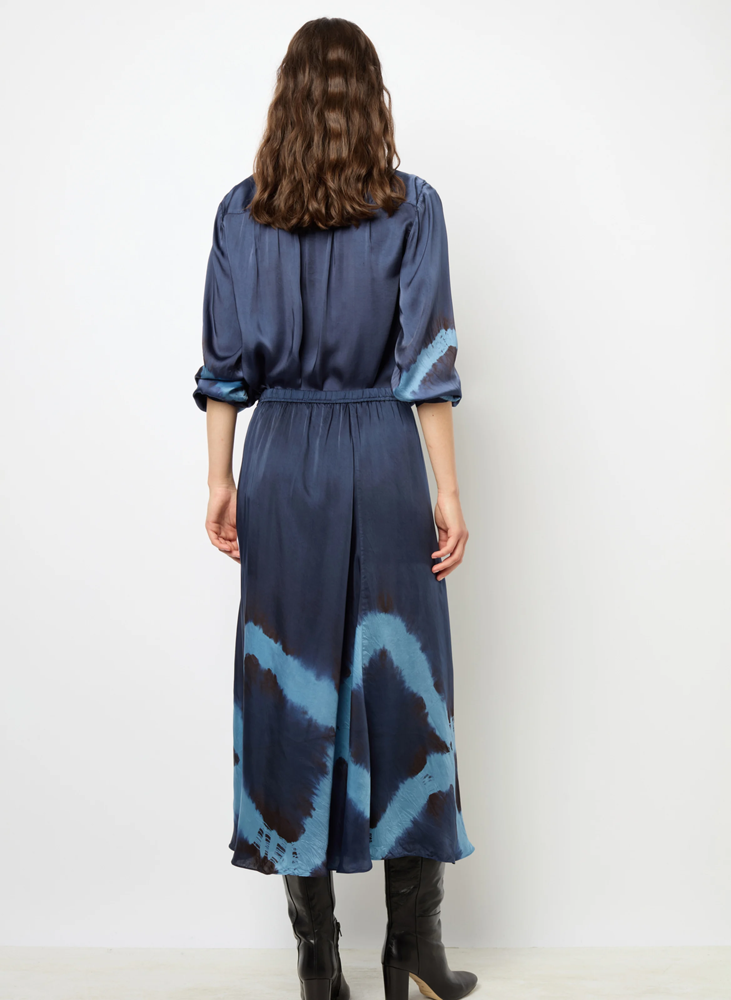 CATRIONA - Jupe longue évasée tie and dye | Bleu