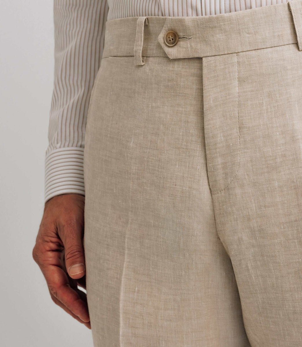 Pantalon ville 100% lin beige
