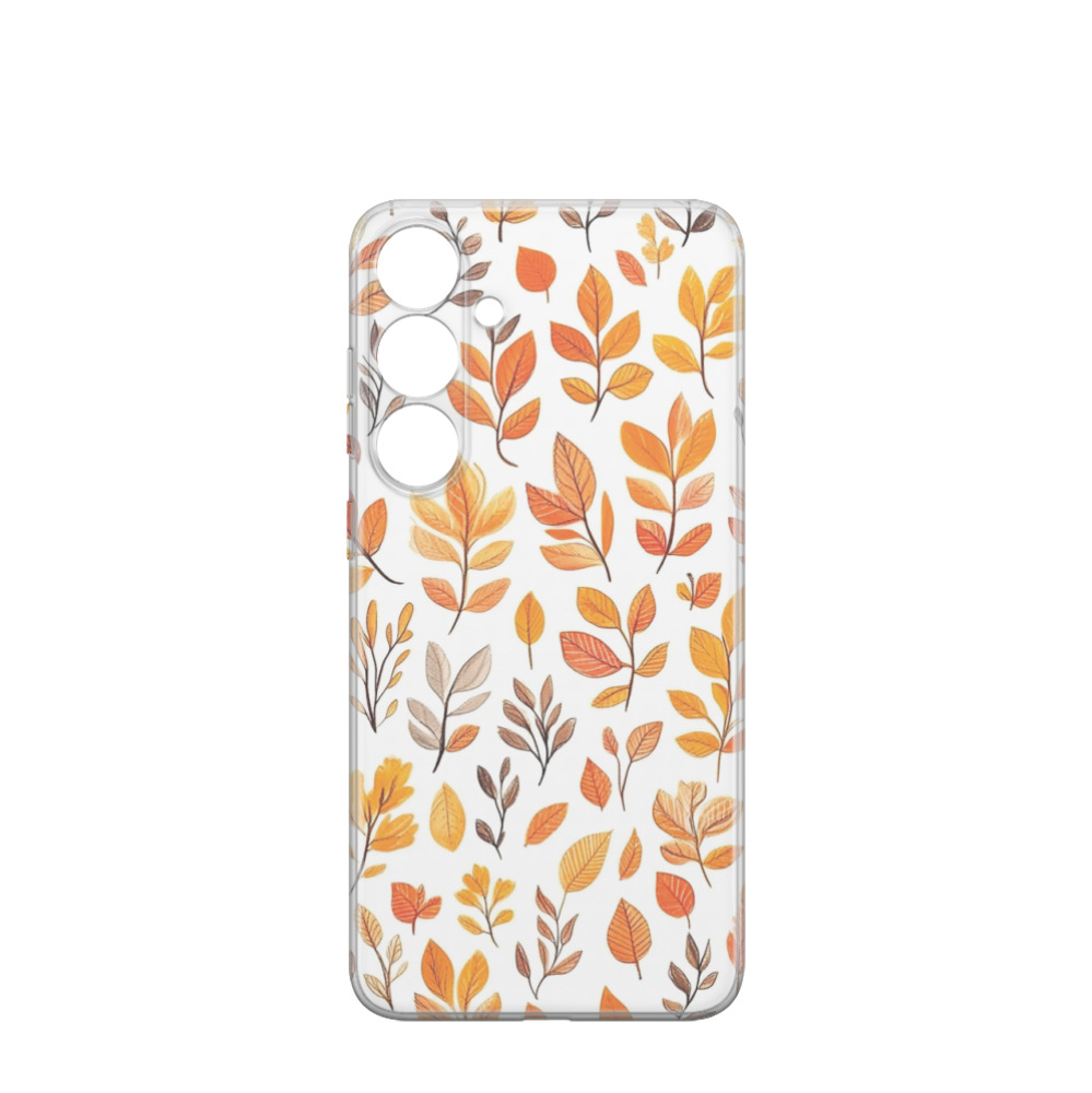 Samsung Galaxy S24 Plus Gummi Hülle Herbstblüten 02 - Orange