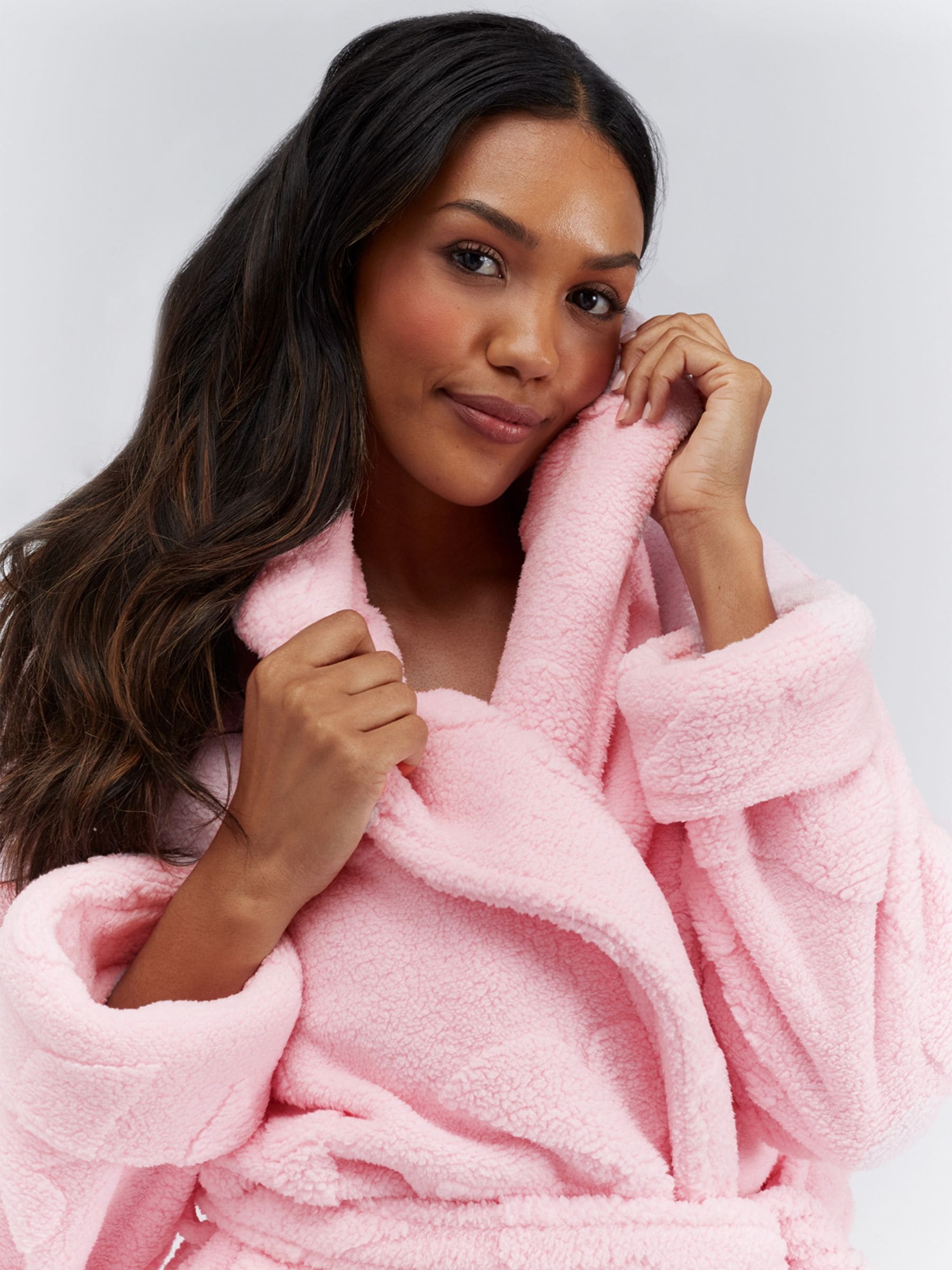Boux Avenue Pink Fluffy Bow Short Dressing Gown