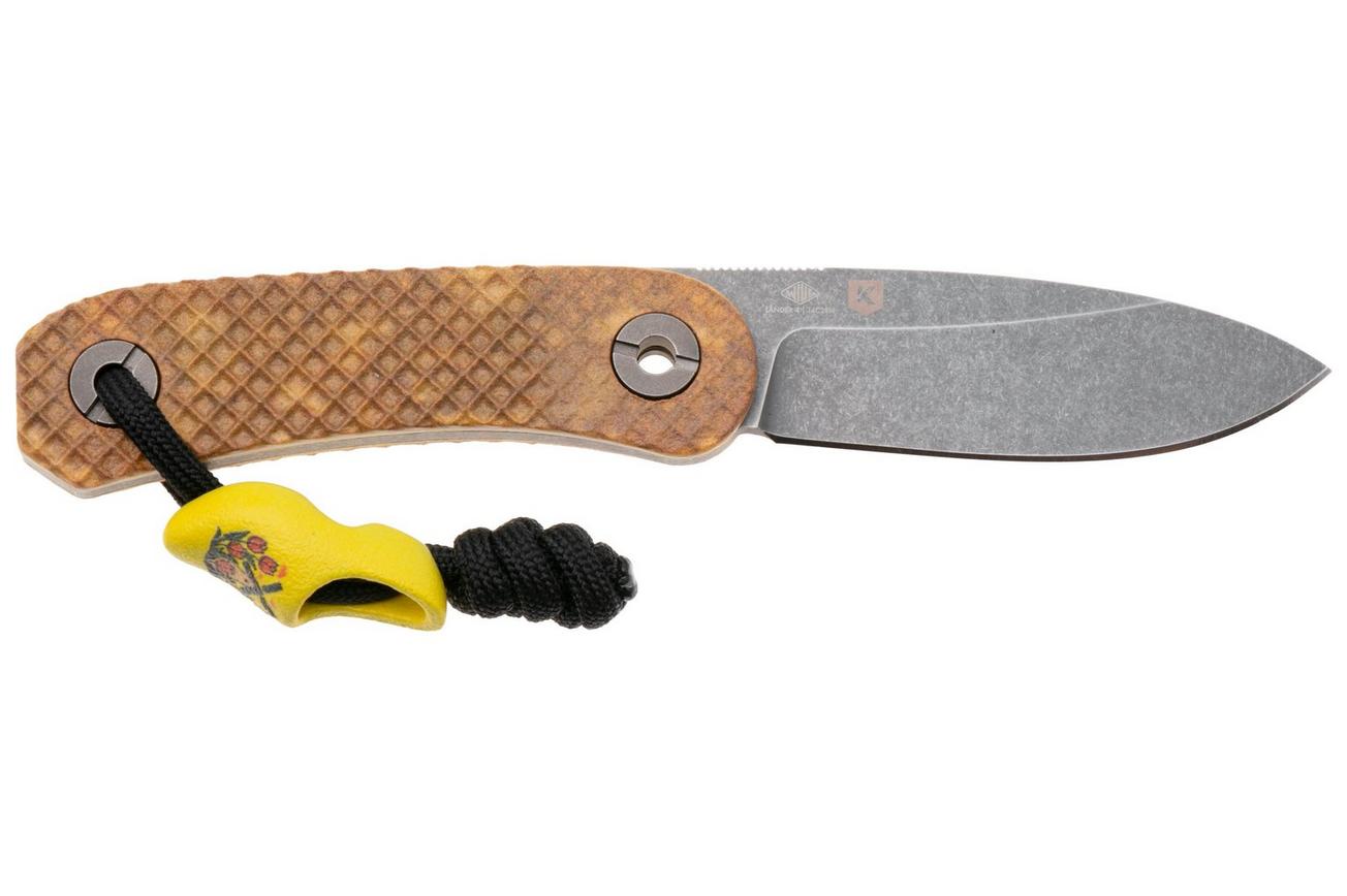 Knafs (Neder)Lander 4, Stroopwafel Scales, Knivesandtools Exclusive vaststaand mes, Ben Petersen design