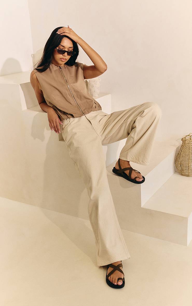 Beige Gilet Utilitaire Zippé
