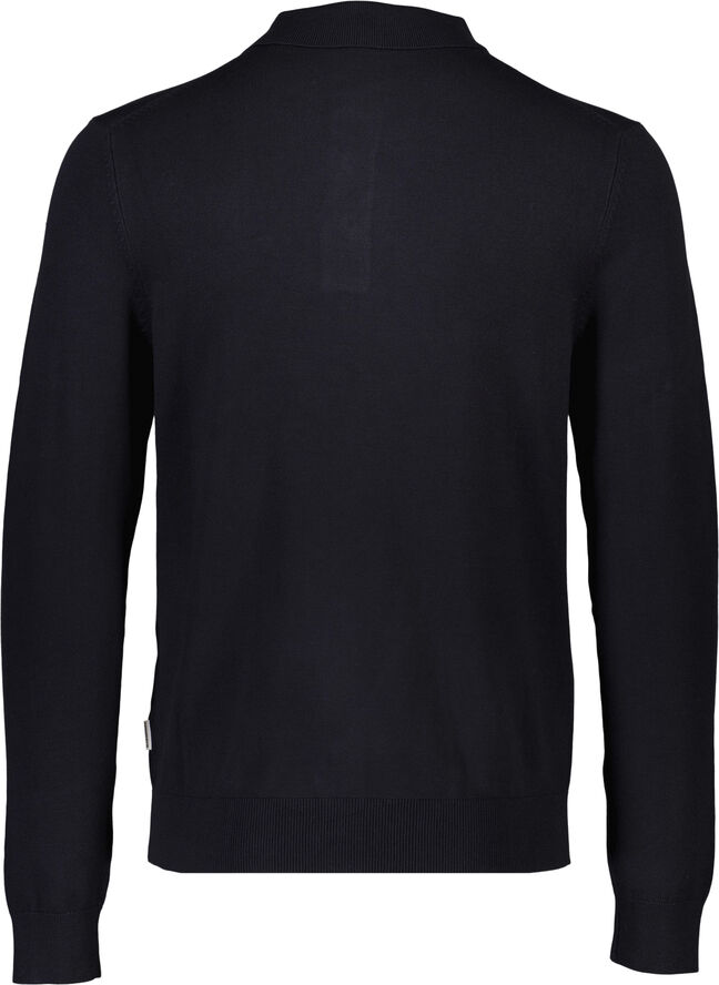 Lindbergh Long sleeve knitted poloshirt Blå