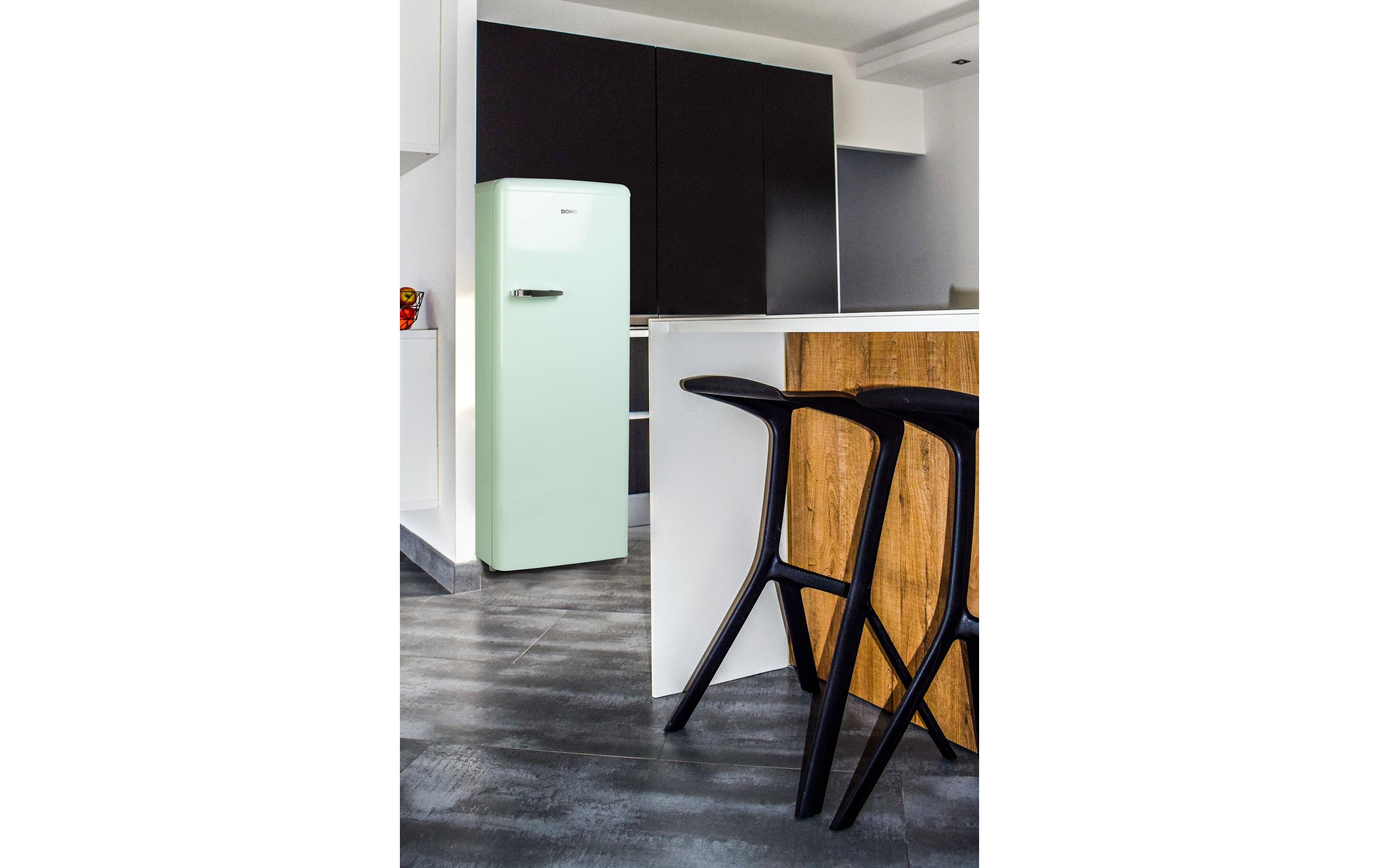 Kühlschrank DO91701R Hellgrün, Rechts<br>Freistehender Kühlschrank im Retro-Design