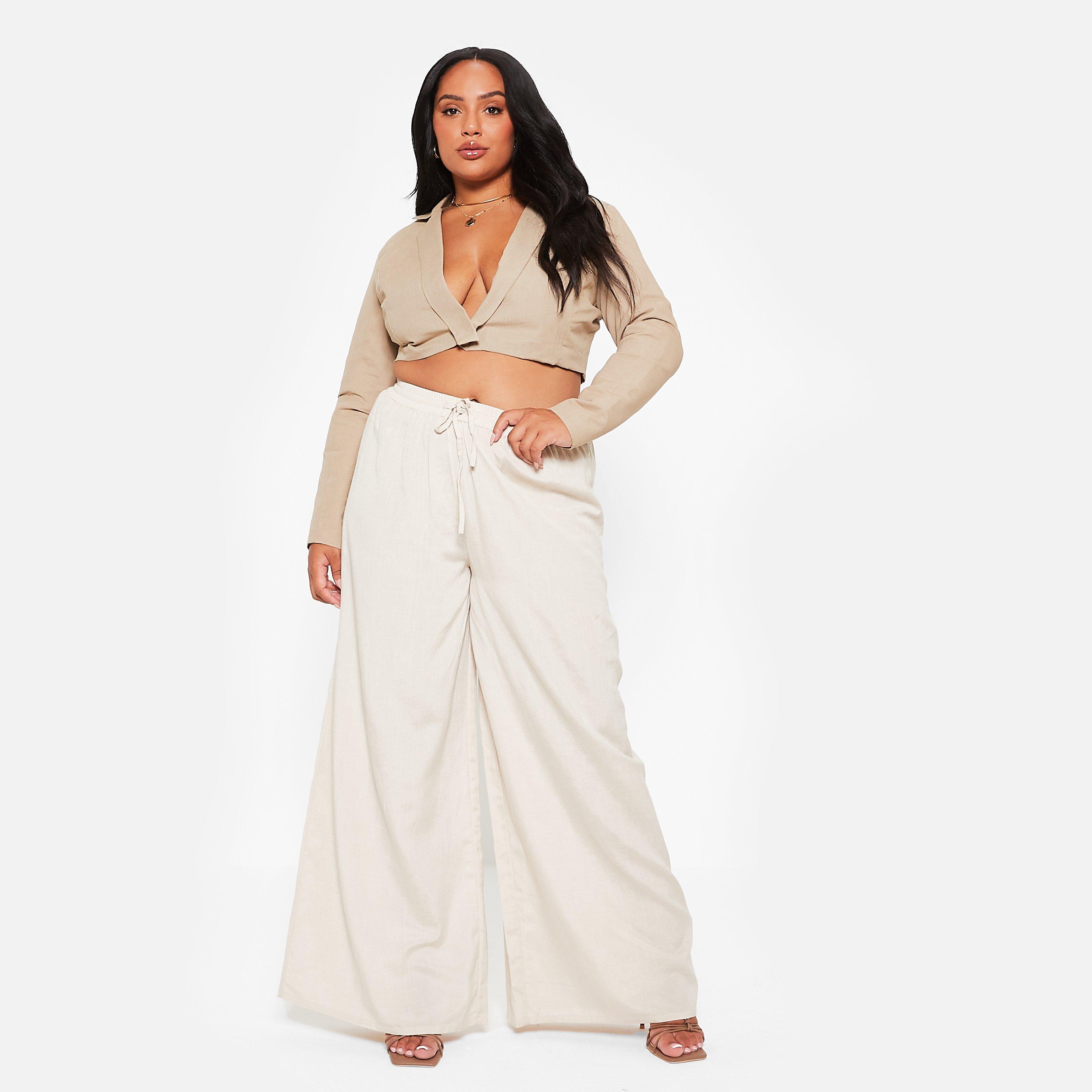 I Saw It First ISAWITFIRST Linen Blend Cropped Blazer Co Ord