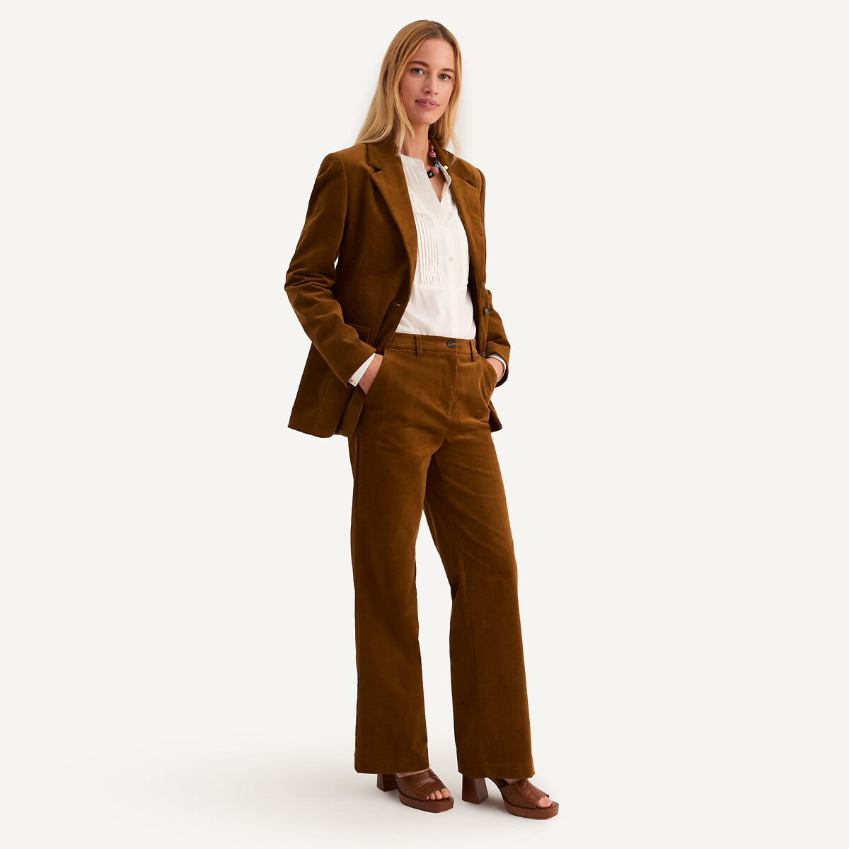 ANNE WEYBURN<br>Calças largas de veludo