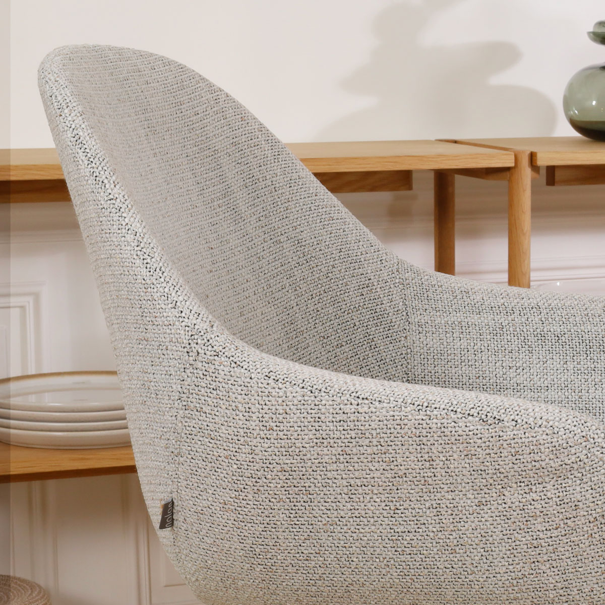 Barkruk Nino-Mae grijs beige gemêleerd - wit onderstel 75 cm