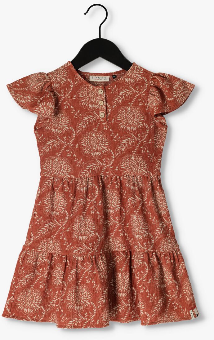 LOOXS bruine looxs mini jurk crinckle dress