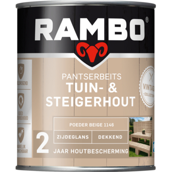 Rambo Pantserbeits Vintage tuin- en steigerhout zijdeglans dekkend poeder beige 750 ml