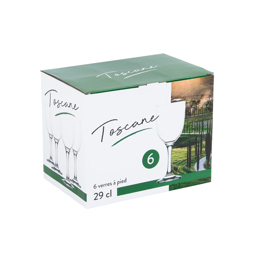 Boîte de 6 verres à pied Toscane 29 cl Trend'up