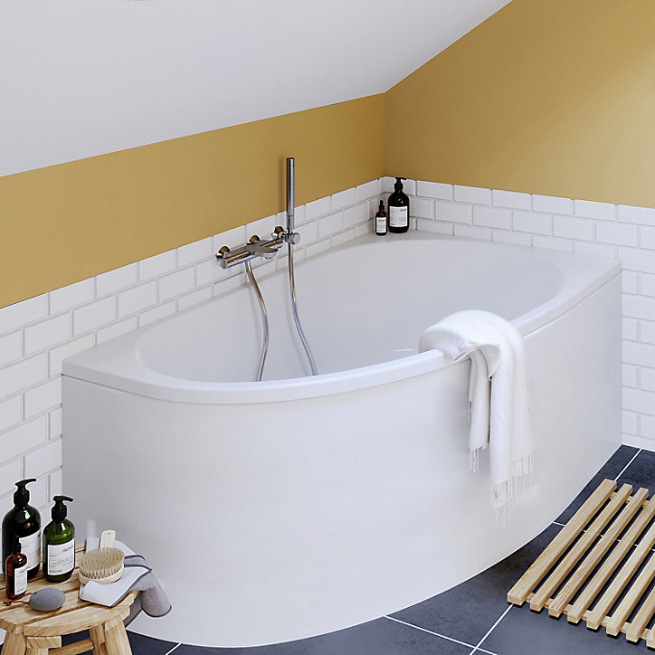 Tablier de baignoire d'angle Horyn L. 150 cm x l. 90 cm blanc