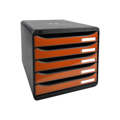 Exacompta BigBox Plus - Module de classement 5 tiroirs - noir/orange