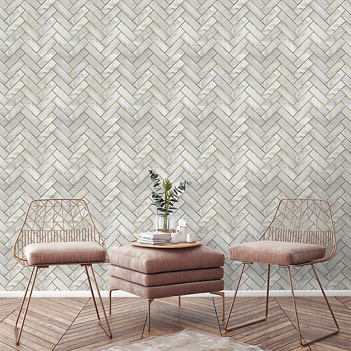 Papier peint Vinyle Intissé GoodHome Almadin gris