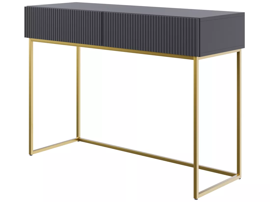 Coiffeuse - 110 cm - noir avec pieds dorés - VELDIO