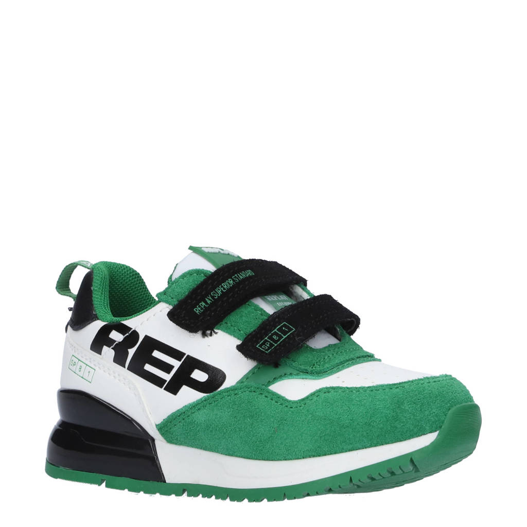 REPLAY Shoot kidsuède sneakers groen/wit