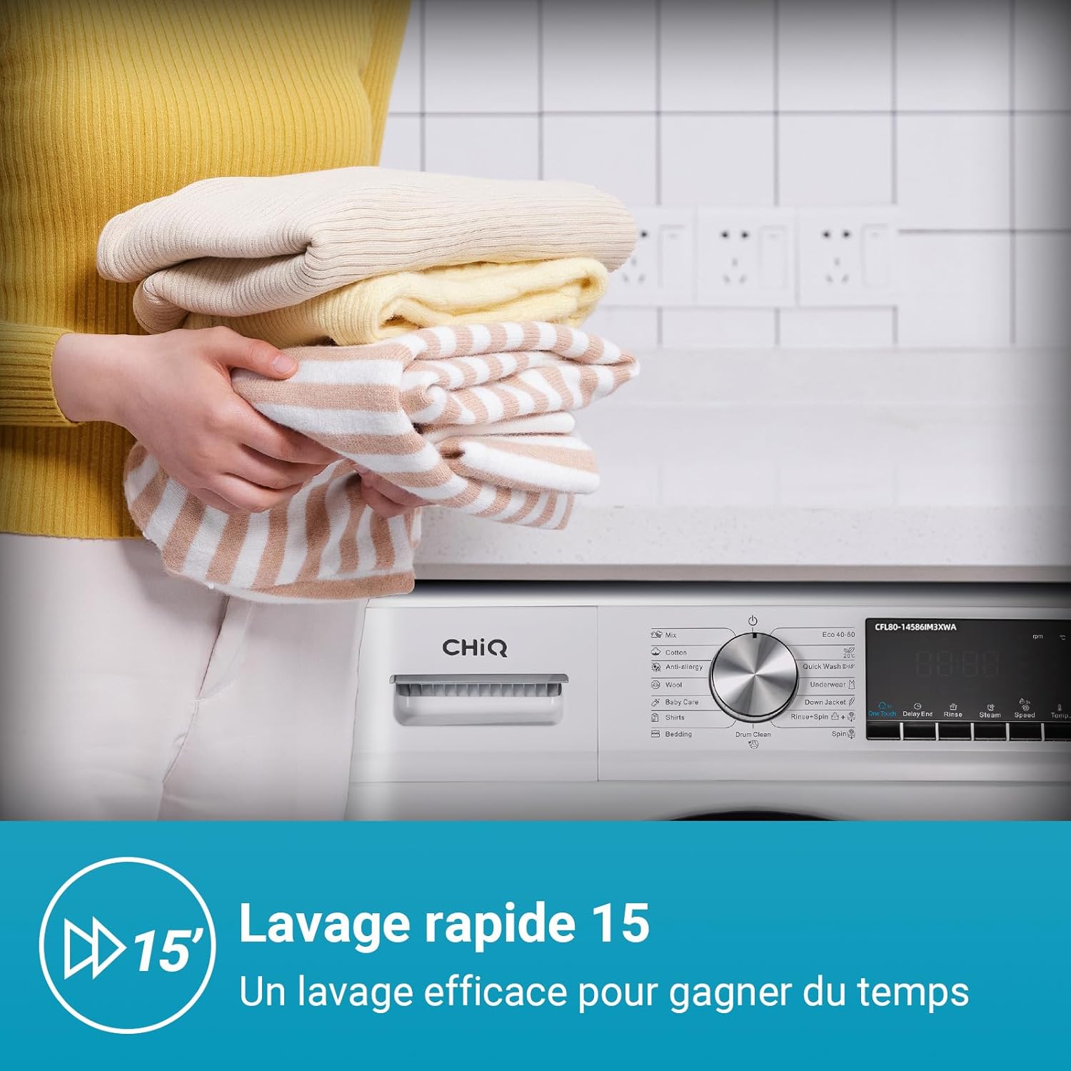 Machine à laver CHiQ CFL80-14586IM3XWA, blanc
