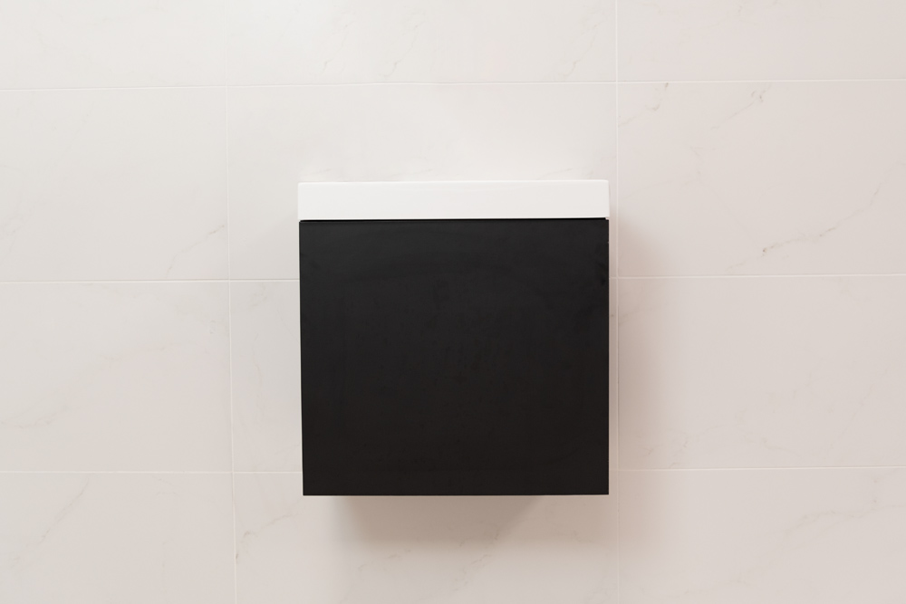 Sanigoods Minimo toiletmeubel 40cm mat zwart met mat witte fontein zonder kraangat