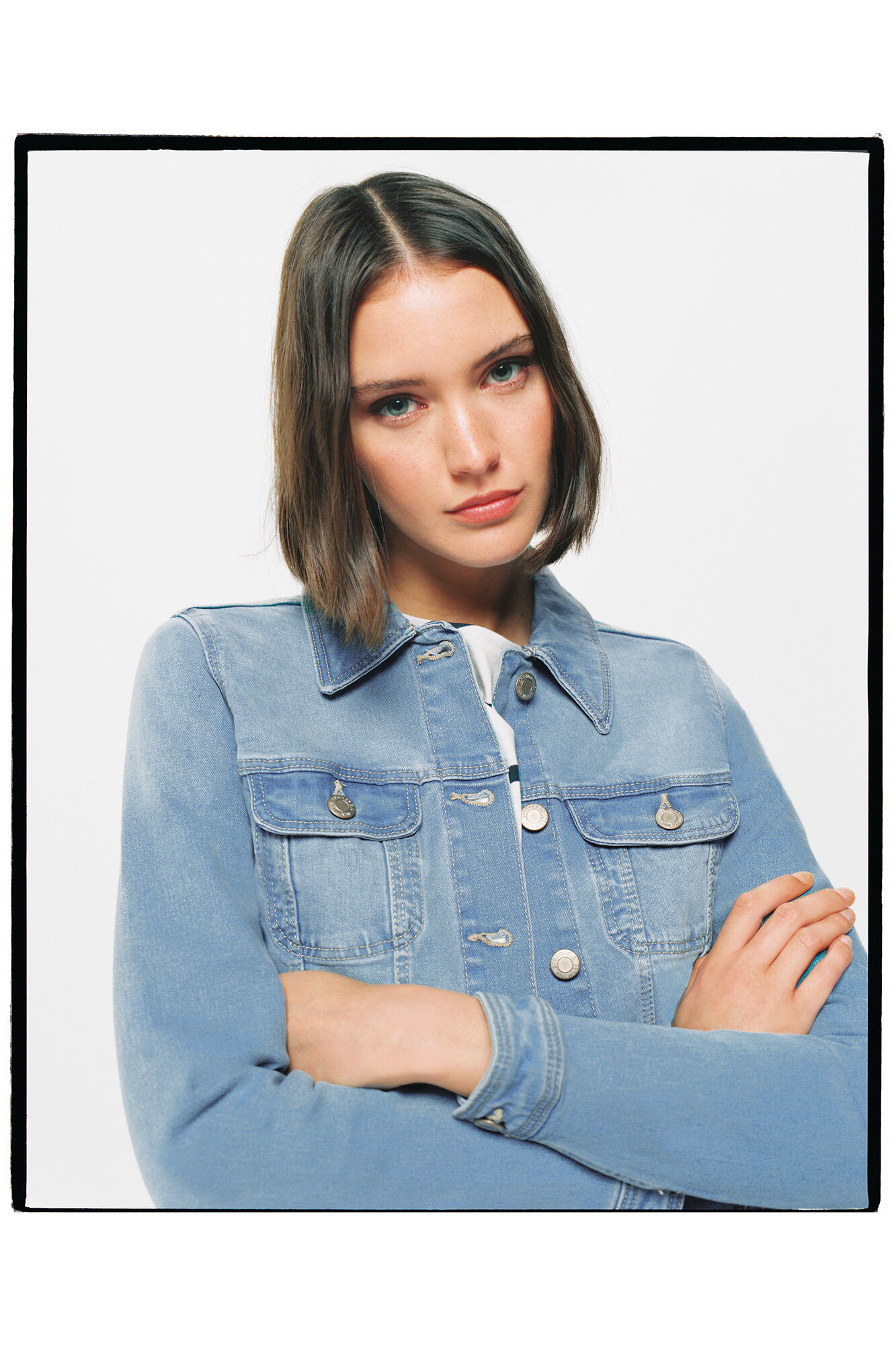 Jaqueta jeans de algodão