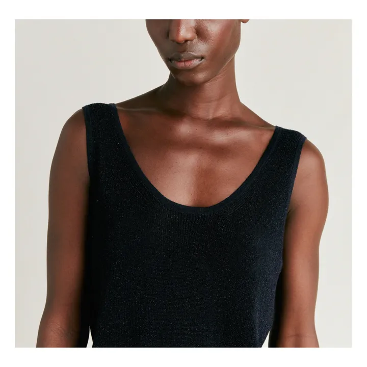 Momoni Top Luccia Maille Métallisé | Bleu nuit