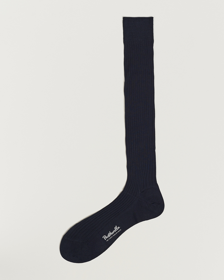 Pantherella Vale Cotton Long Socks Navy