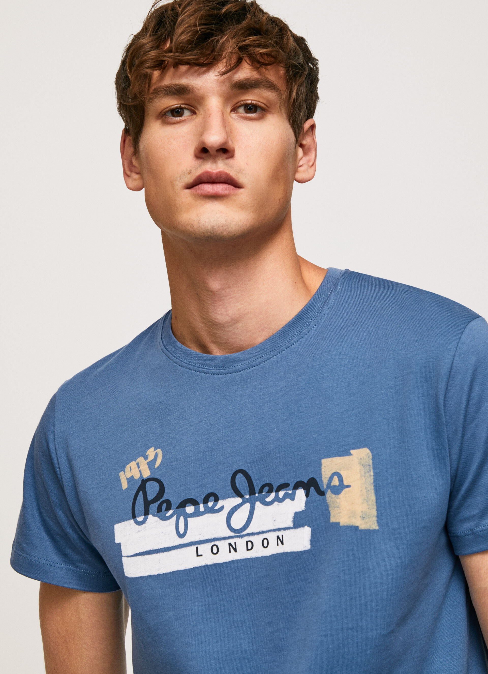 Camiseta de algodão com logo de pinceladas - azul ozzy