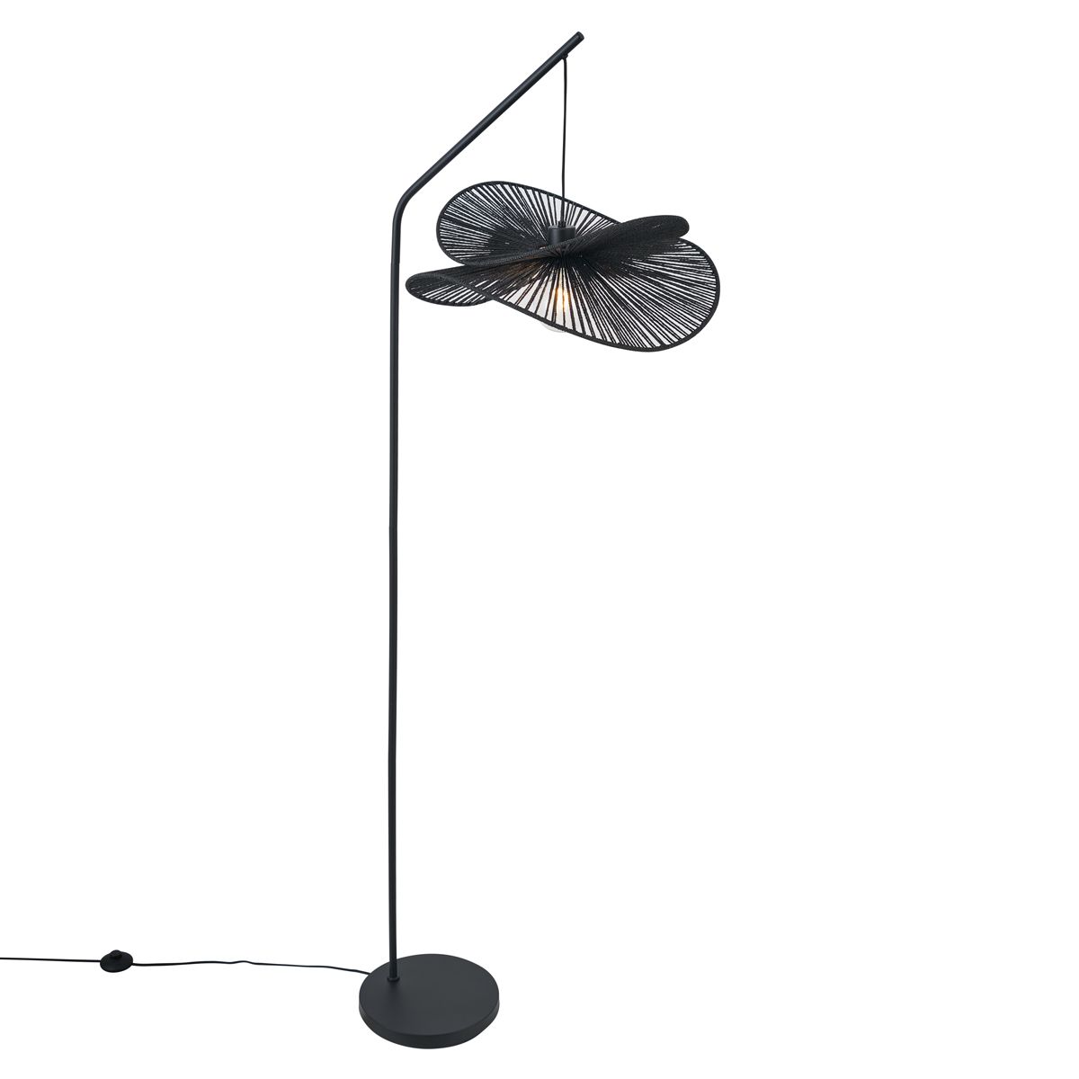 Art Deco vloerlamp zwart met zwarte kap - Nest