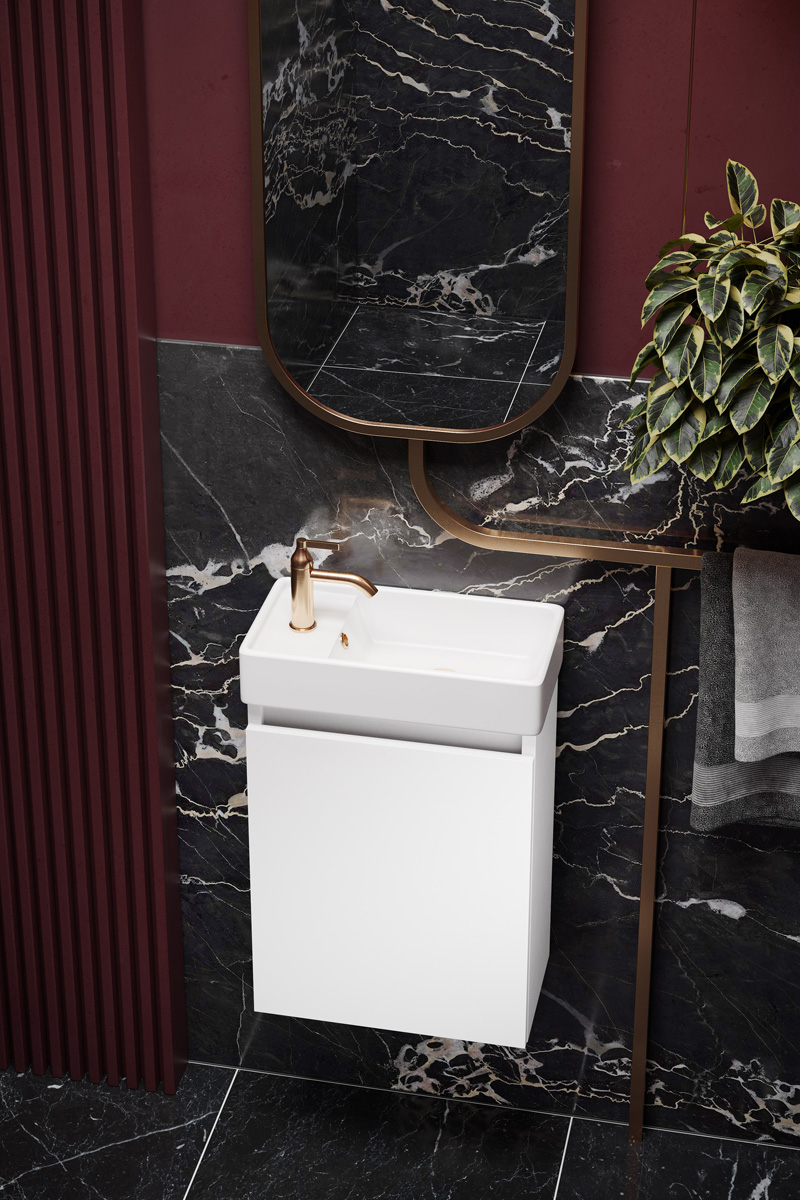 Fontana Bano toiletmeubel mat wit 40x22cm met glans witte fontein