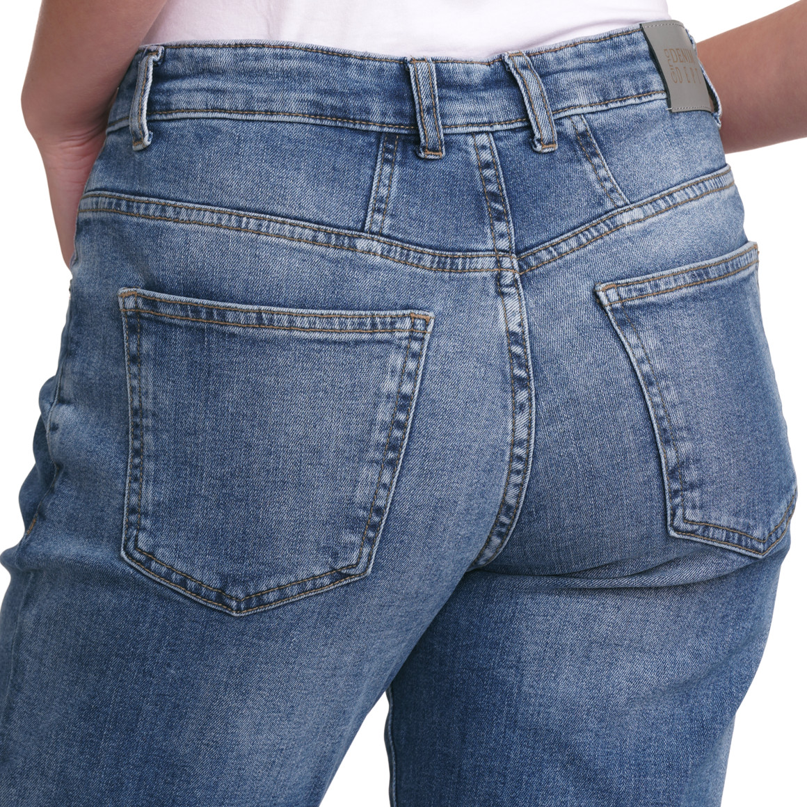 Gina Damen Boyfriend-Jeans mit Tunnelzug blau