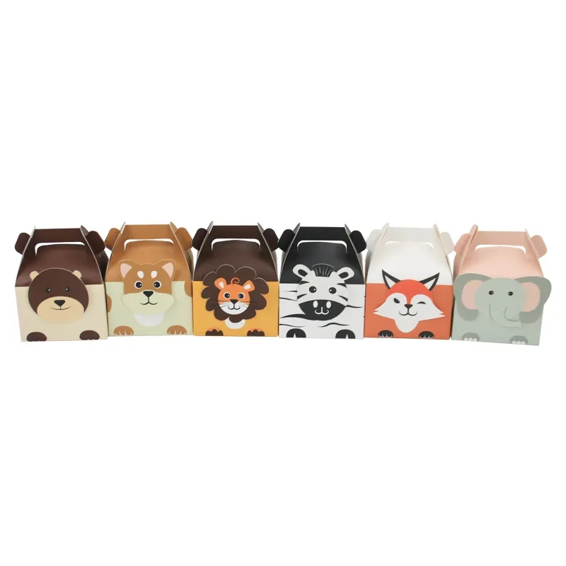 (6er Set) Papier Tüten Kinder Geschenktaschen Gift Box Geburtstags Mitbringsel - Tiere