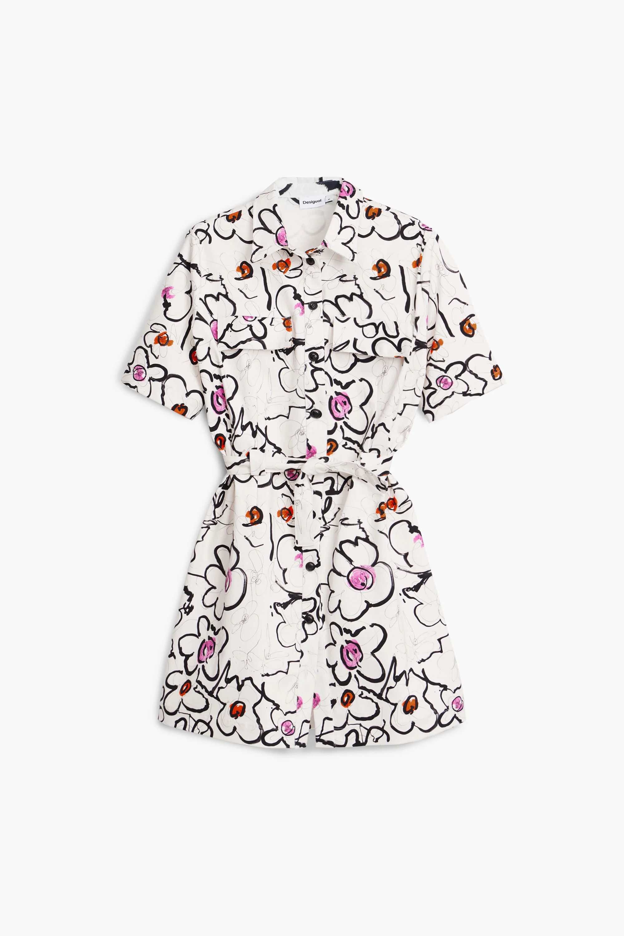 Vestido com flores desenhadas