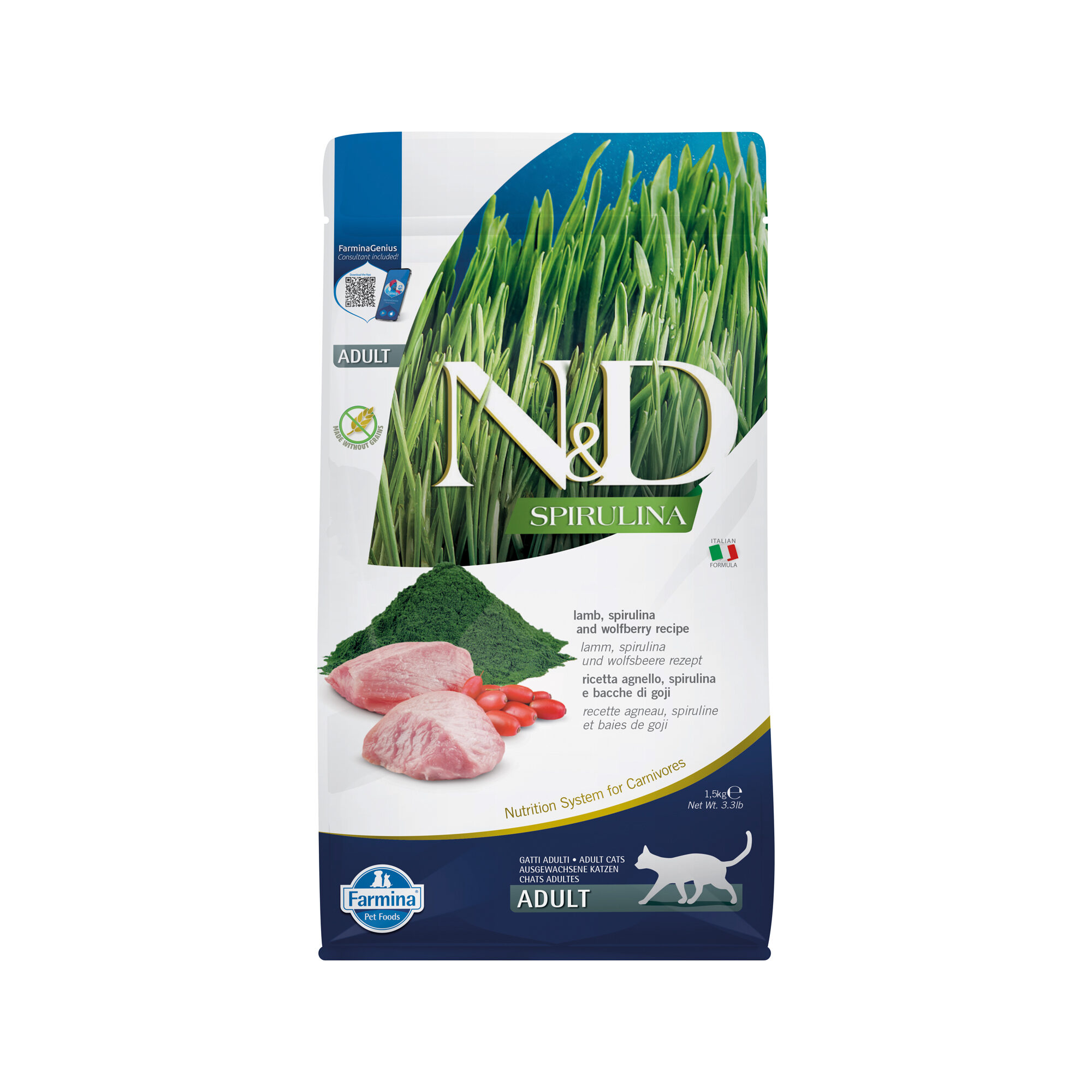 Farmina N&D Spirulina Volwassen Kat - Lamb