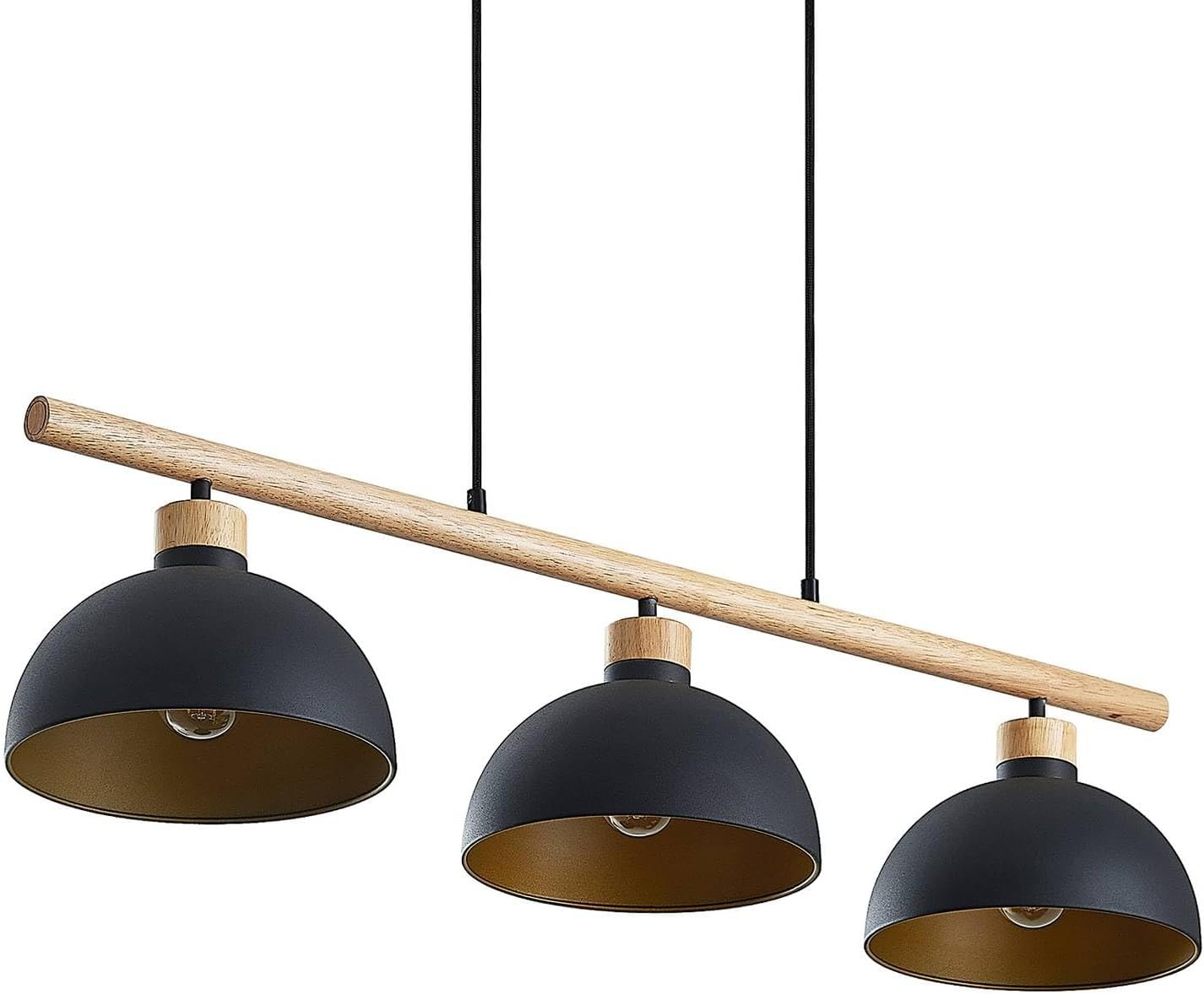 Lindby Pendelleuchte Tirzana (Retro, Vintage Antik) in Schwarz aus Metall (3 flammig E27) - Deckenlampe Esstischlampe Hängelampe Hängeleuchte Wohnzimmerleuchte