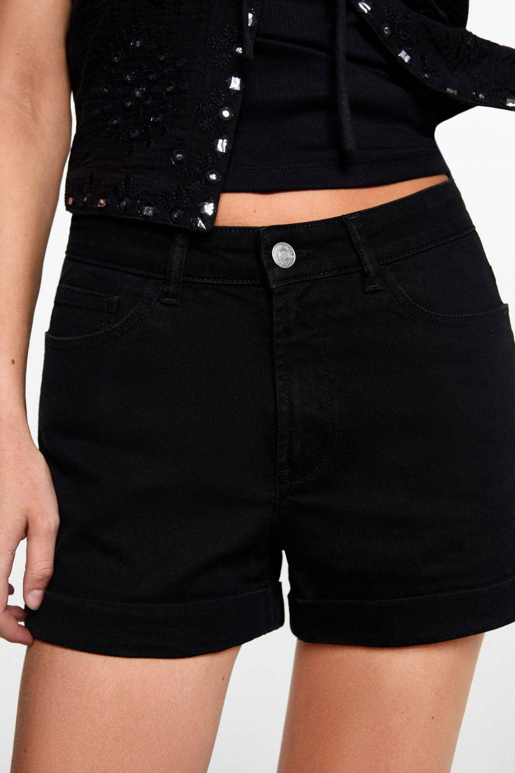 MANGO TEEN denim short zwart