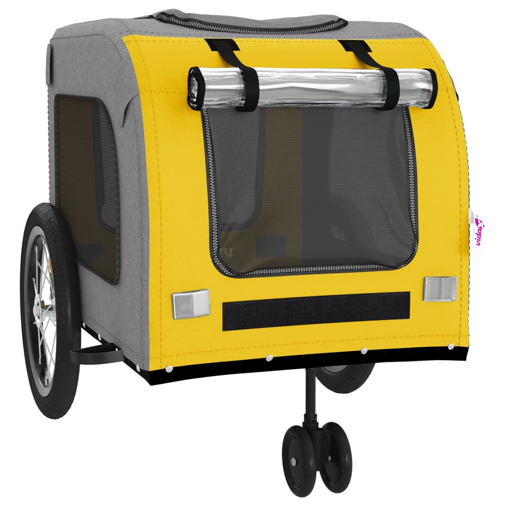 Remorque de vélo pour animaux de compagnie jaune et gris