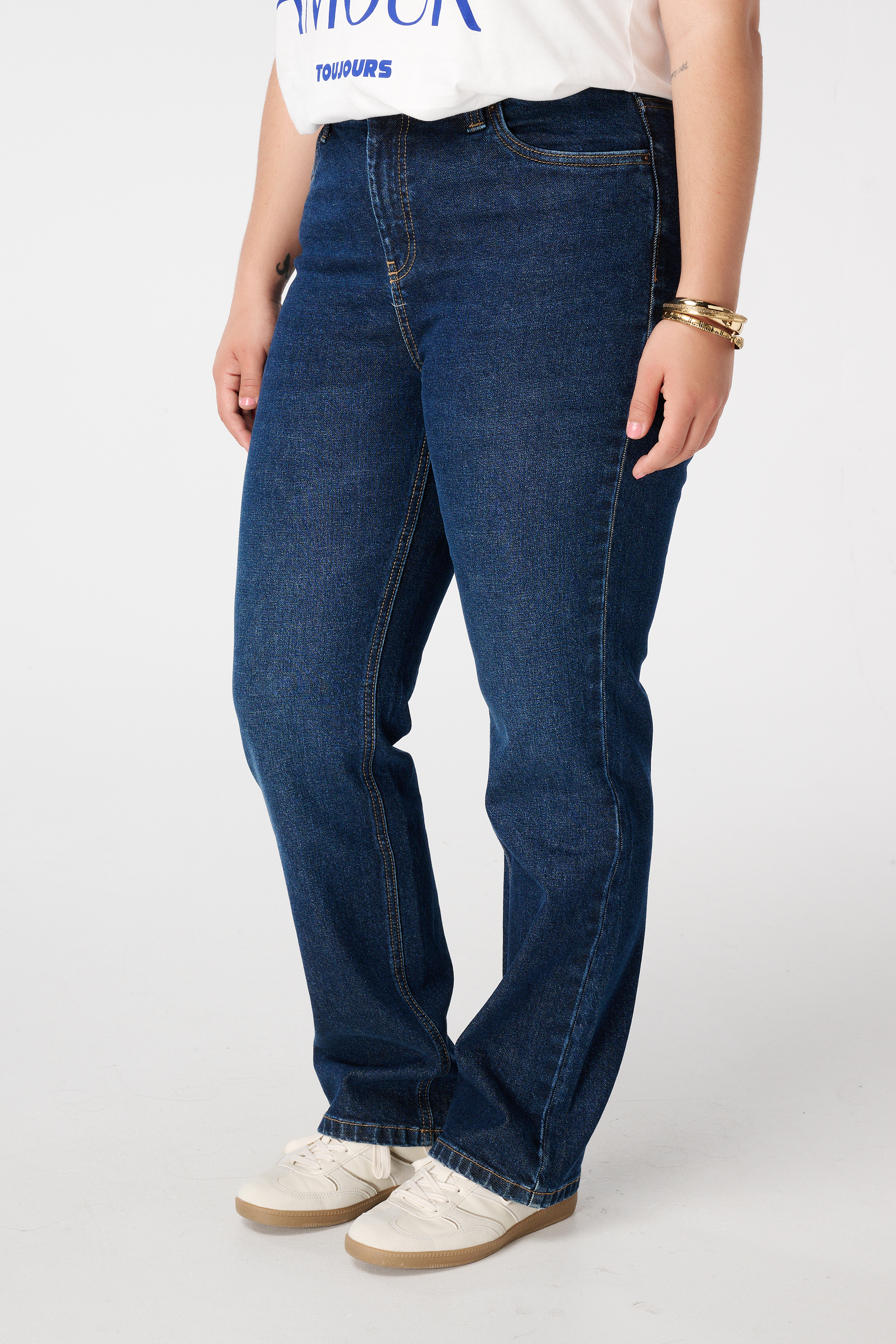 Straight leg jeans met mid waist Rinse Washed Denim