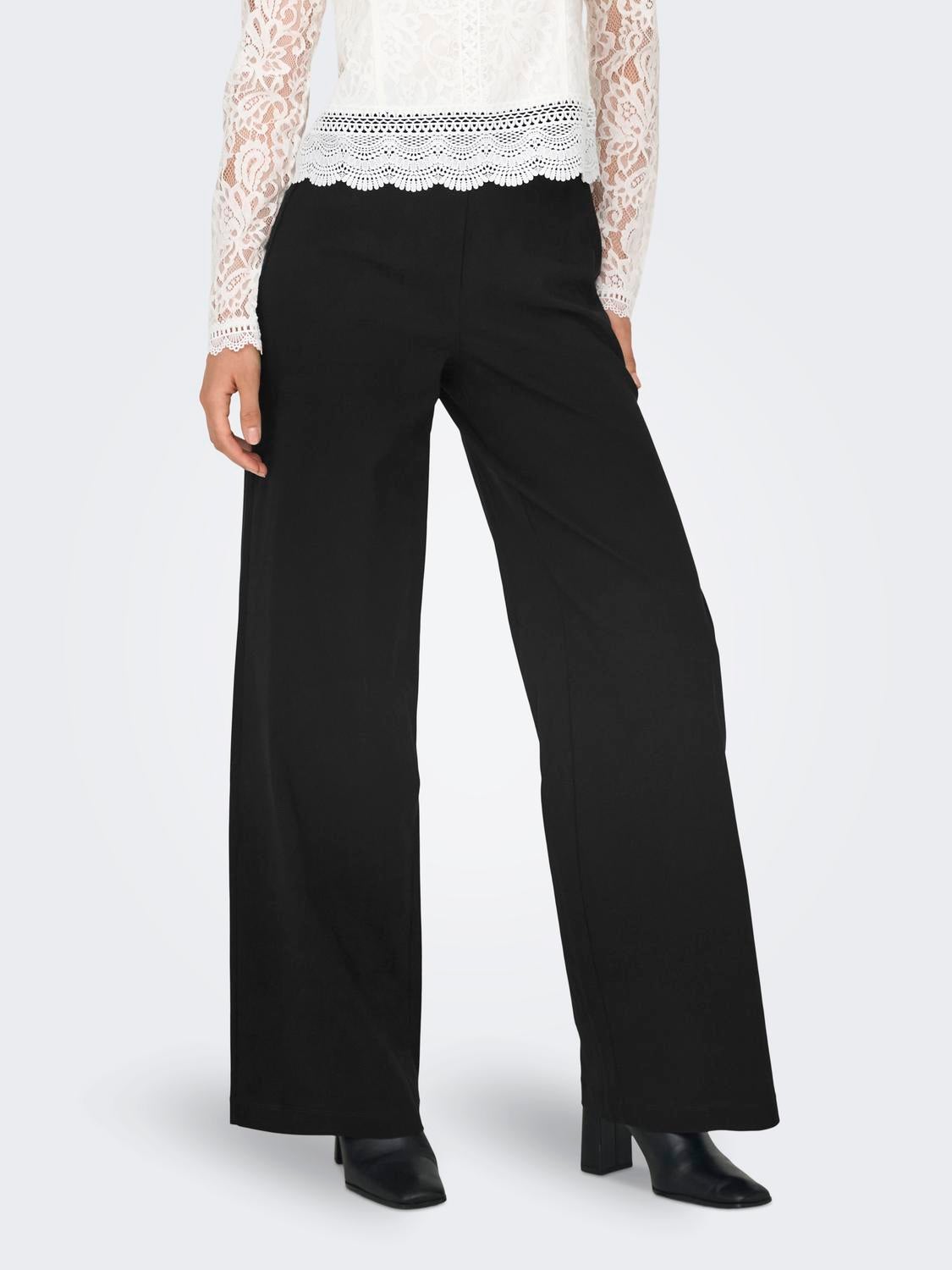 ONLFIONA Hohe Taille Weiter Beinschnitt Hose Black