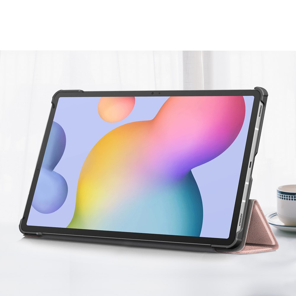 Samsung Galaxy Tab S8  Plus / Tab S7  Plus / Tab S7 FE 5G Leder Tasche Smart Case Hülle   S-Pen Halterung - Roségold / Schwarz
