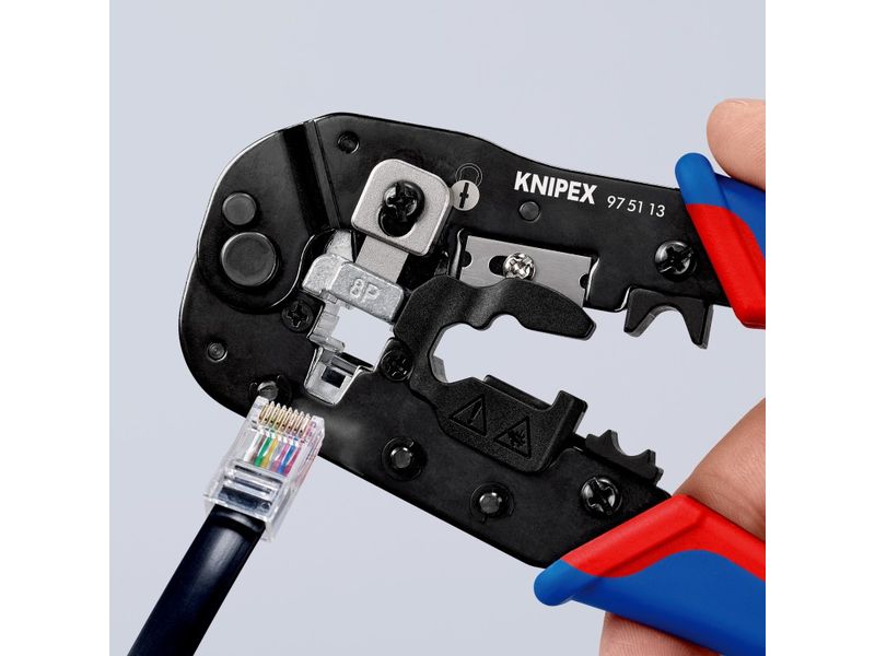 Knipex Crimpzange für RJ45-Westernstecker 190 mm Crimpzange für Kabelschnitt